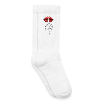Psst Lippen – Geheimnisvolles Statement Shirt - Kinder Tennissocken - Weiß - Rechts