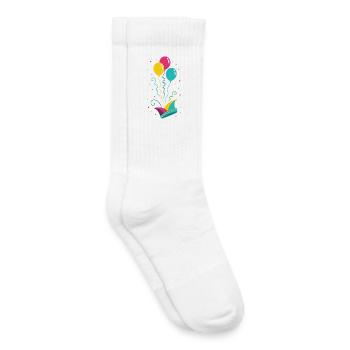 Karneval Narrenkappe mit Ballons & Konfetti - Kinder Tennissocken - Weiß - Rechts