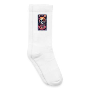 Skull and Space Flower - Kids Tennis Socks - white - Right