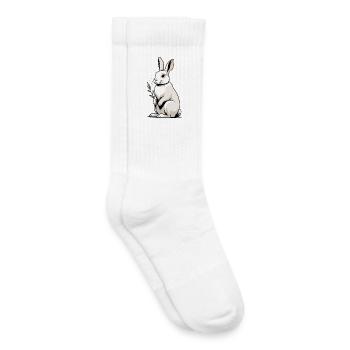 Lapin blanc à plante feuillue - Chaussettes de tennis bio enfant - blanc - Droite