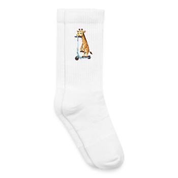 Mignonne girafe trottinette trottinette Amitié dessin animé - Chaussettes de tennis bio enfant - blanc - Droite