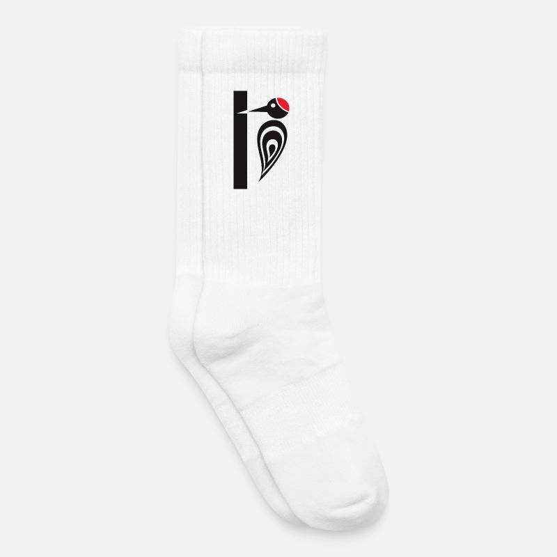 Specht am Baum - Zimmermannsvogel - Kinder Tennissocken - Weiß