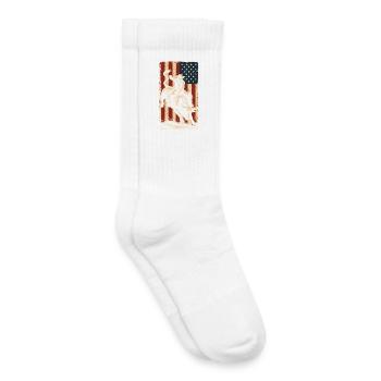 Rodéo, Cow-boy, Western, Taureau, Taureau, Drapeau des États-Unis - Chaussettes de tennis bio enfant - blanc - Droite