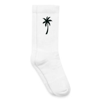 Tropical Palm Tree Silhouette Gift Summer - Kids Tennis Socks - white - Right
