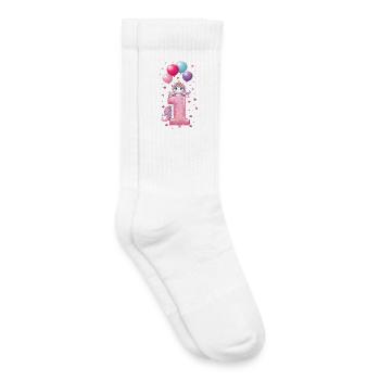 1 Jahr Mädchen Süßes Einhorn 1. Geburtstag - Kinder Tennissocken - Weiß - Rechts