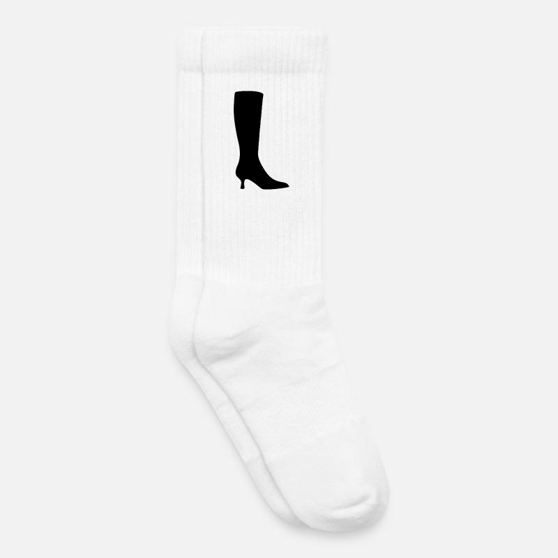 Black Boot Silhouette - Kids Tennis Socks - white