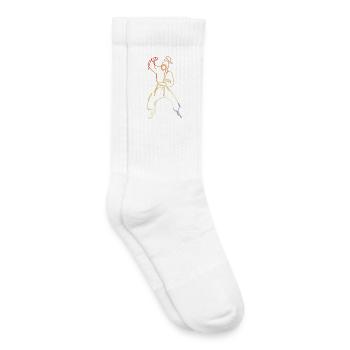 Female Karateka Drawing - Kids Tennis Socks - white - Right