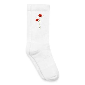 Red poppies elegant in ikebana style - Kids Tennis Socks - white - Right