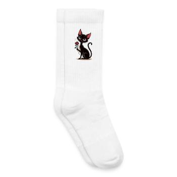 Black Cat Rose T-Shirt - Kids Tennis Socks - white - Right