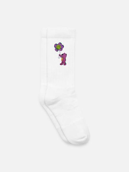 Pink Blütenfreund Panda - Kinder Tennissocken - Weiß