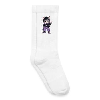 Kawaii Street Cat - Kids Tennis Socks - white - Right