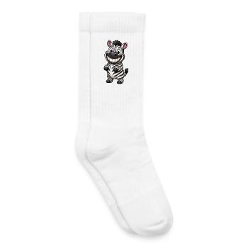 Lustiges Grinsen Zebra Comic Cartoon - Kinder Tennissocken - Weiß - Rechts