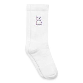 Glitch Cat Cyberpunk – Retro 90er Vaporwave - Kinder Tennissocken - Weiß - Rechts