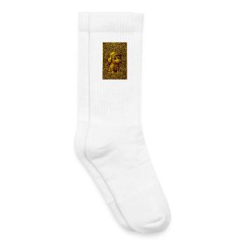 Chiot doré en relief ornemental - Chaussettes de tennis bio enfant - blanc - Droite