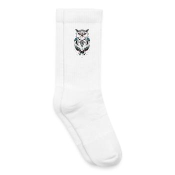 Masque animal turquoise et carmin sur noir - Chaussettes de tennis bio enfant - blanc - Droite