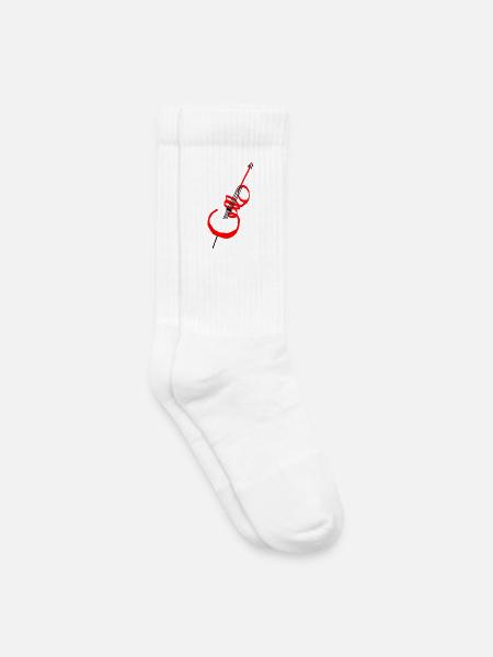 Cello lettering red - Kids Tennis Socks - white