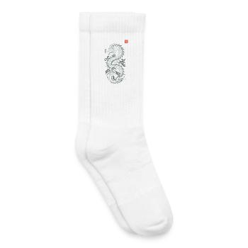 Grauer japanischer Drache, japanischer Kanji-Druckstil - Kinder Tennissocken - Weiß - Rechts