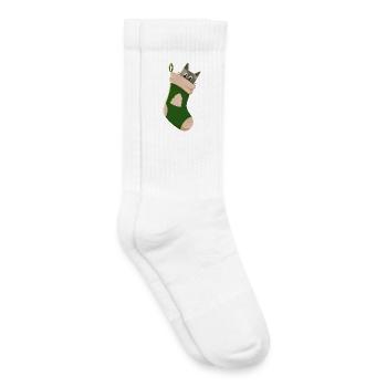 Chat gris en botte verte - Chaussettes de tennis bio enfant - blanc - Droite