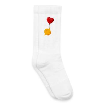 Cute chick floats on heart balloon - Kids Tennis Socks - white - Right