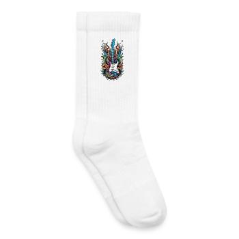 Guitar in tattoo style colorful - Kids Tennis Socks - white - Right