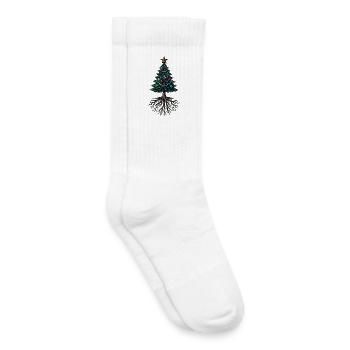 Arbre de Noël avec des racines – enraciné de manière festive - Chaussettes de tennis bio enfant - blanc - Droite