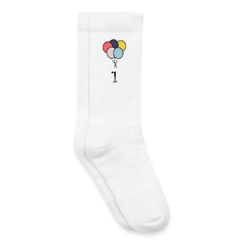 1. 1 AN. 1er ANNIVERSAIRE. ANNIVERSAIRE 1 AN - Chaussettes de tennis bio enfant - blanc - Droite