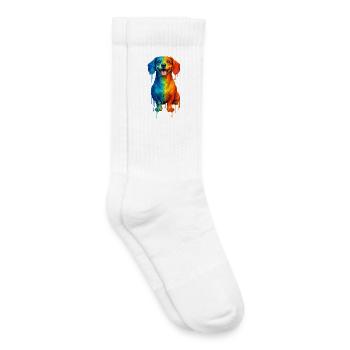 Teckel aux couleurs vives - Chaussettes de tennis bio enfant - blanc - Droite