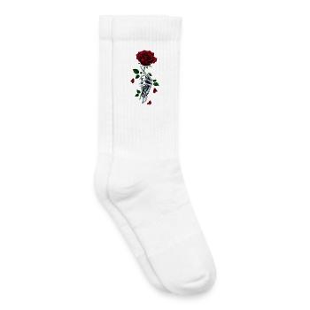 Rote Rose Skelett Hand Gotische Rose - Kinder Tennissocken - Weiß - Rechts