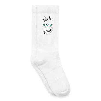 RETRAITE. BONNE RETRAITE. JOYEUSE RETRAITE. COEUR - Chaussettes de tennis bio enfant - blanc - Droite
