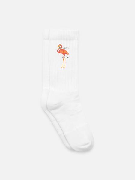 Flamingo Design mit Schrift - Kinder Tennissocken - Weiß