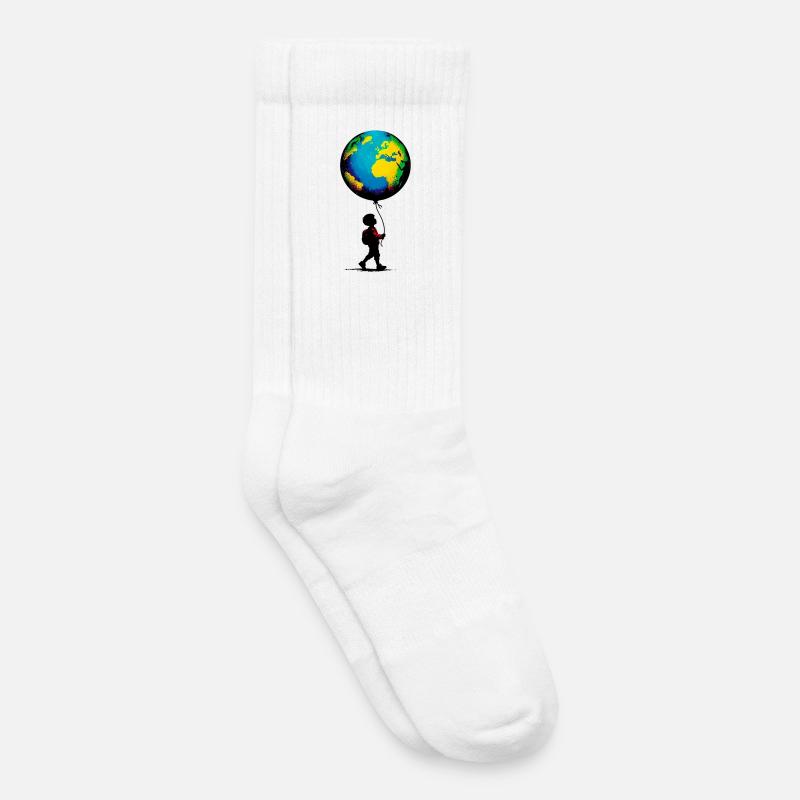 Planet Erde - Kinder Tennissocken - Weiß