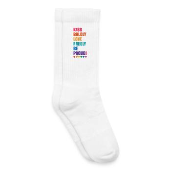 LGBTQ Pride Month - Kiss Boldly, Love Freely - Kids Tennis Socks - white - Right