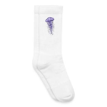 Illustration de méduse violette - Chaussettes de tennis bio enfant - blanc - Droite