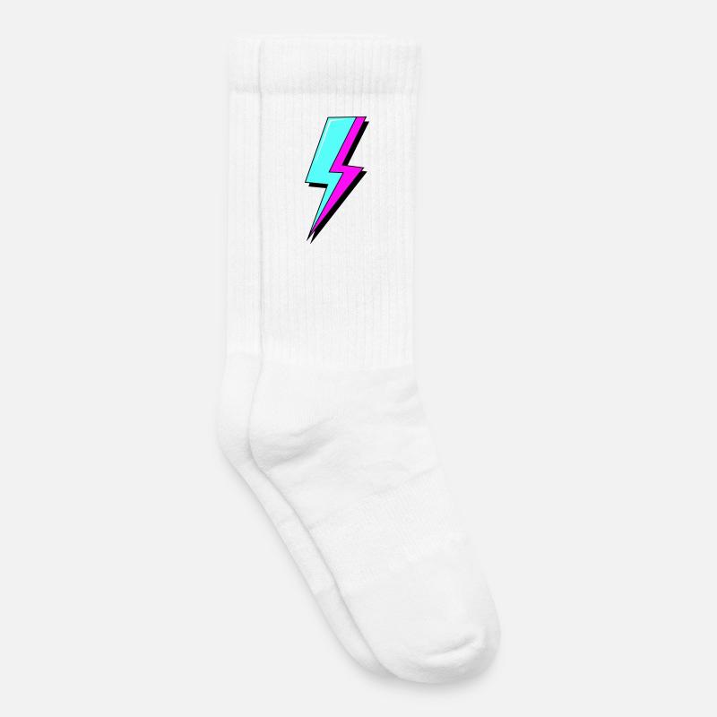 Éclair au néon psychédélique - Chaussettes de tennis bio enfant - blanc