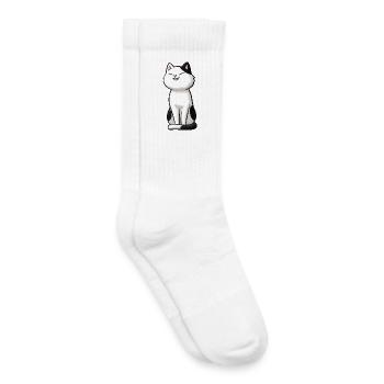 Chat blanc avec des taches noires - Chaussettes de tennis bio enfant - blanc - Droite