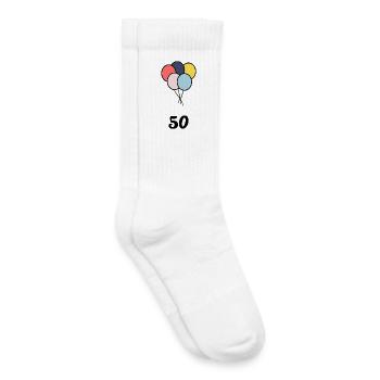 50. 50 ANS. 50e ANNIVERSAIRE. ANNIVERSAIRE 50 ANS. - Chaussettes de tennis bio enfant - blanc - Droite