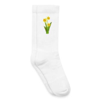 Jonquilles lumineuses – fleurs de printemps - Chaussettes de tennis bio enfant - blanc - Droite