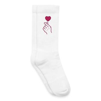 Doigts Coréens Amour Kpop Musique coréenne Corée - Chaussettes de tennis bio enfant - blanc - Droite
