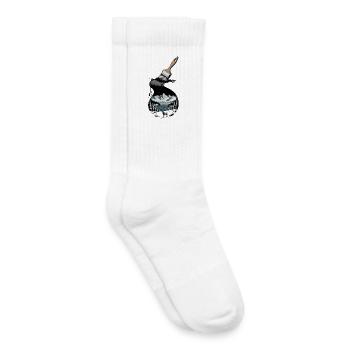 Magic Deer In Front Of Mountain Lake In Winter - Kids Tennis Socks - white - Right