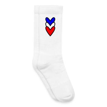 COEUR. FRANCE. BLEU. BLAN. ROUGE. COEUR. COUPLE - Chaussettes de tennis bio enfant - blanc - Droite