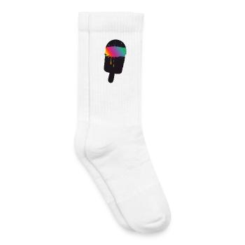 Regenbogen Eis Silhouette Street Art Style  - Kids Tennis Socks - white - Right
