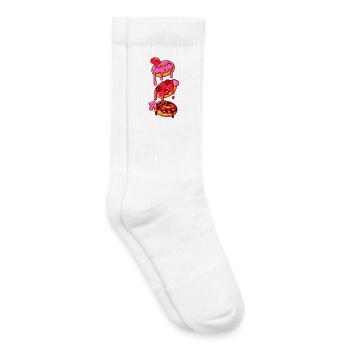 Iced Kawaii Donuts and Hearts - Kids Tennis Socks - white - Right