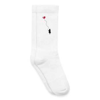 Enfant avec le ballon de coeur. - Chaussettes de tennis bio enfant - blanc - Droite