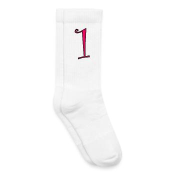 1. 1 AN. 1er ANNIVERSAIRE. ANNIVERSAIRE 1 AN - Chaussettes de tennis bio enfant - blanc - Droite
