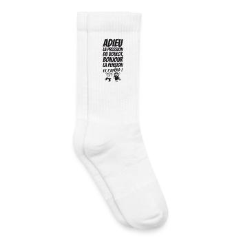 Adieu la Pression Bonjour la Pension (texte noir) - Chaussettes de tennis bio enfant - blanc - Droite