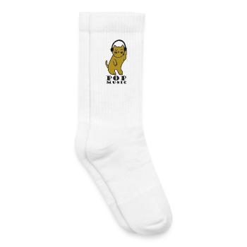 Cat DJ with headphones - Kids Tennis Socks - white - Right