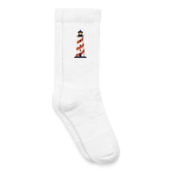 Lighthouse Line Icon Coastal Beacon Vector Symbol  - Kids Tennis Socks - white - Right