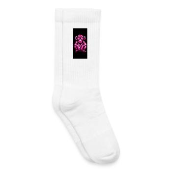 Pink graffiti monkey with glasses - Kids Tennis Socks - white - Right
