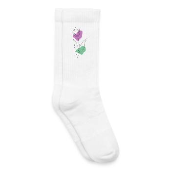 Lineart Tulip with Pastel Shapes - Kids Tennis Socks - white - Right