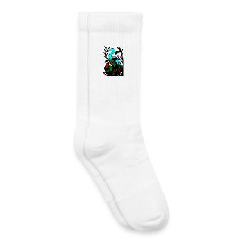 Blauer Reiher im Blattwerk - Kinder Tennissocken - Weiß - Rechts